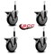 Service Caster 5'' Black Poly Swivel 3/4'' Expanding Stem Caster Set with Brake, 4PK SCC-EX20S514-PPUB-BLK-PLB-34-4 - alternate 2